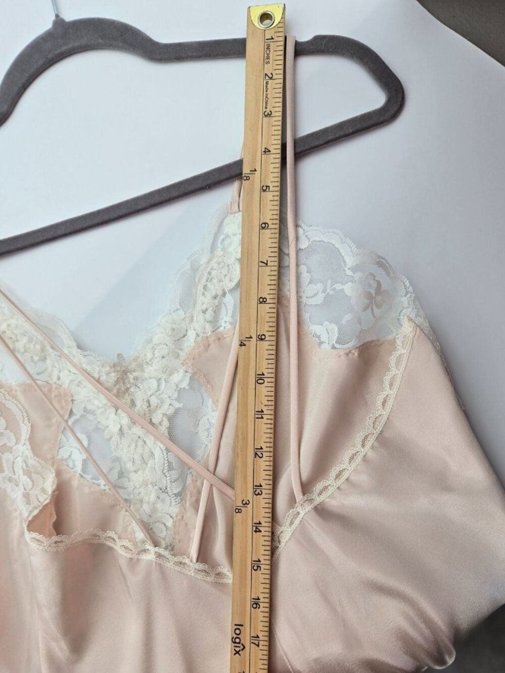 VTG California Dynasty XS-S Pink Satin Lace Midi Slip Dress MadeUSA Whimsy Fairy - Picture 14 of 16